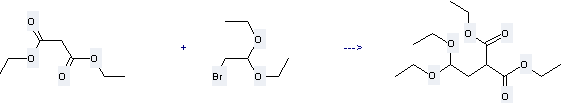 diethyl 2-(2,2-diethoxyethyl)propanedioate can be prepared by 2-bromo-1,1-diethoxy-ethane and malonic acid diethyl ester